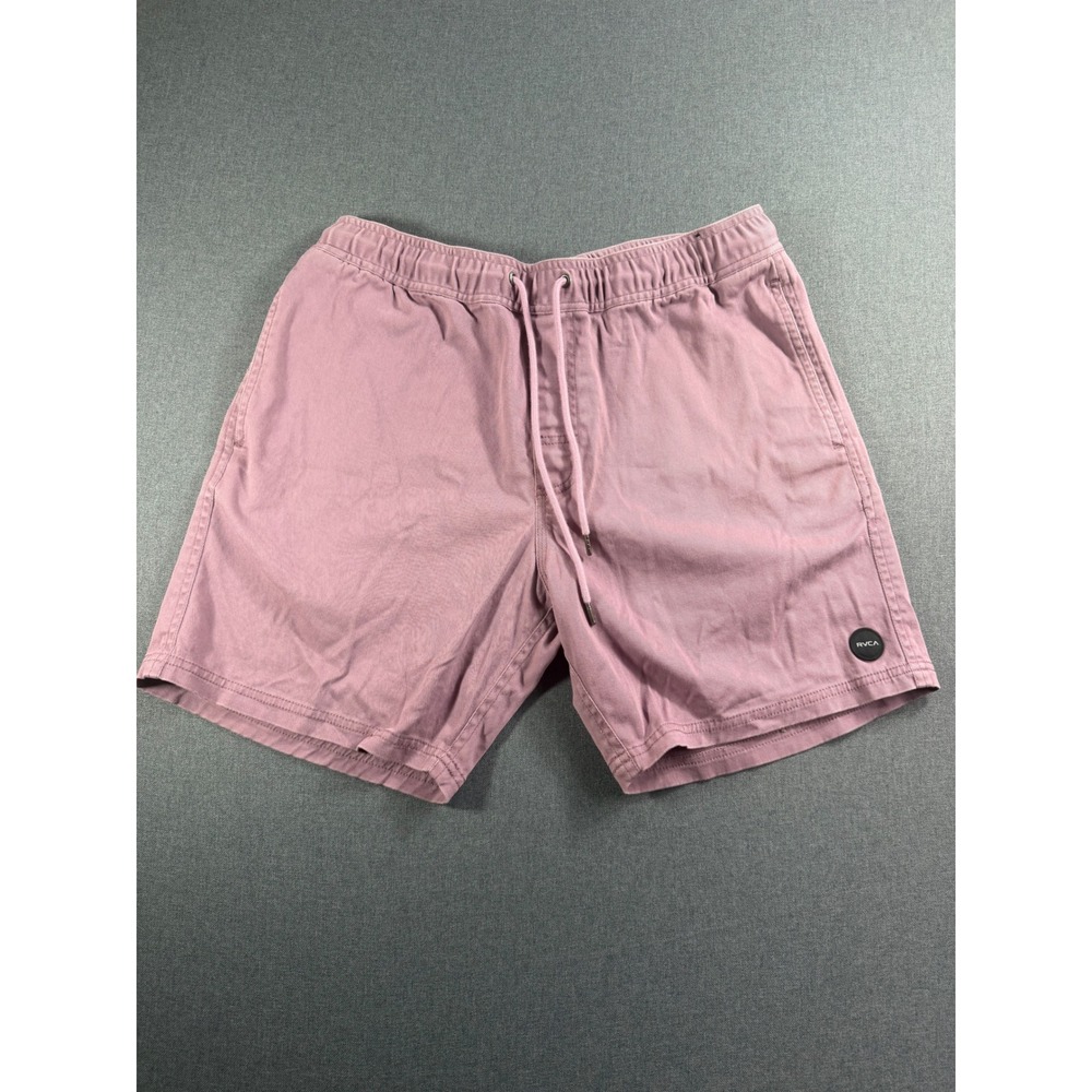 RVCA Mens Elastic Waist Drawstring Shorts Purple Mauve Size Medium